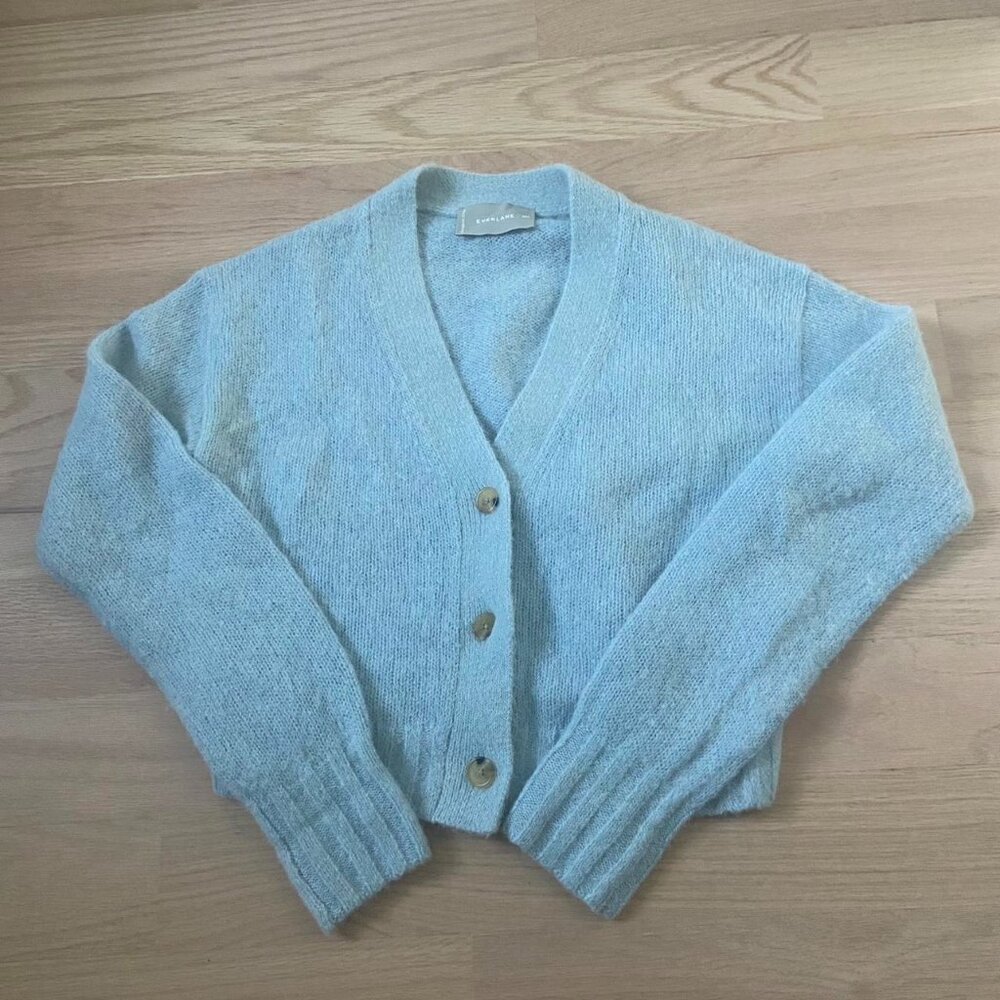 Light Blue Everlane Boxy Cardigan in Alpaca